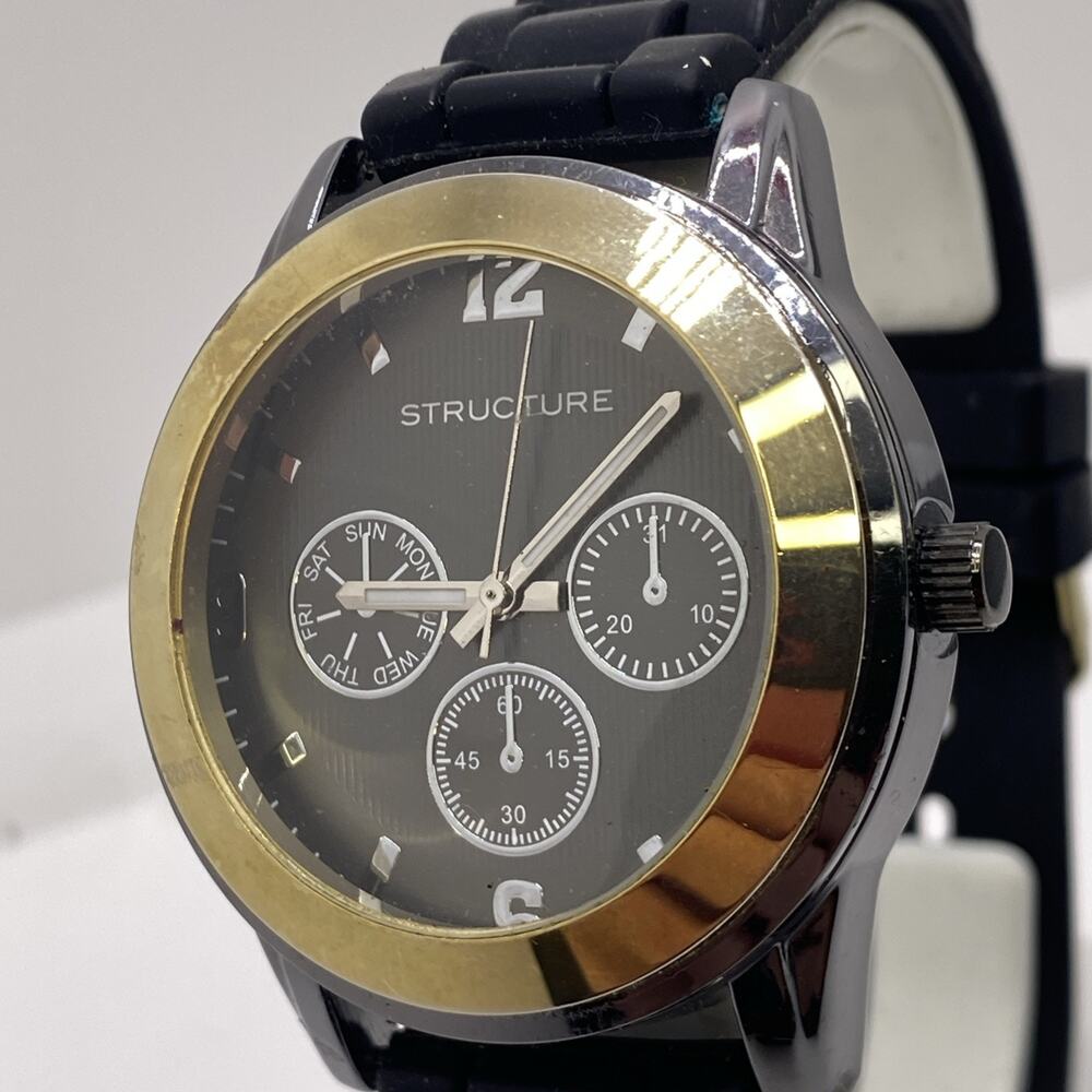 Mens Structures Rubber Watch Works New Battery